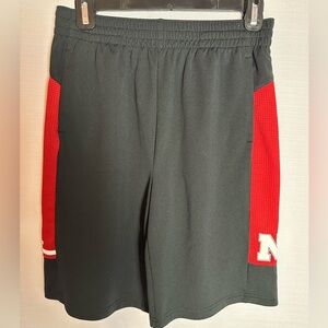 Adidas Boys Nebraska Black and Red Athletic Shorts, size L